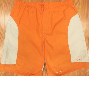 VTG 2000 NIKE Mens LINED NYLON SWIM SHORTS ORANGE & GRAY Sz LARGE, L